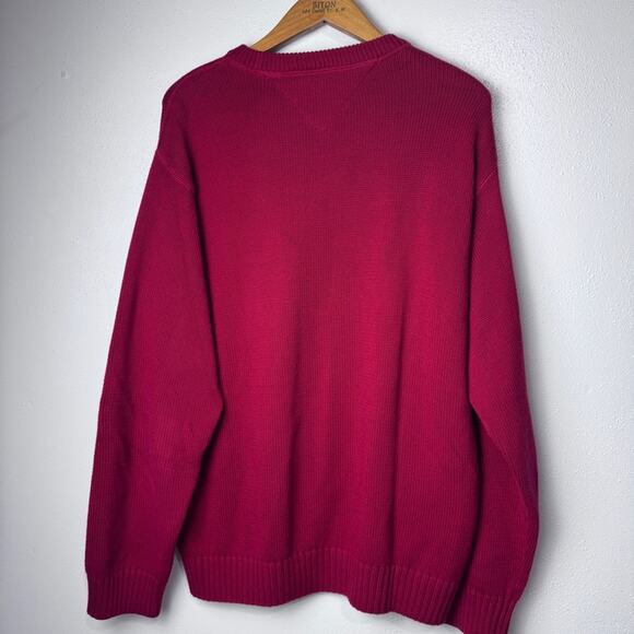 Vintage Tommy Hilfiger Red Cotton Shaker Crewneck Pullover Sweater Men’s Size XL - Picture 11 of 12